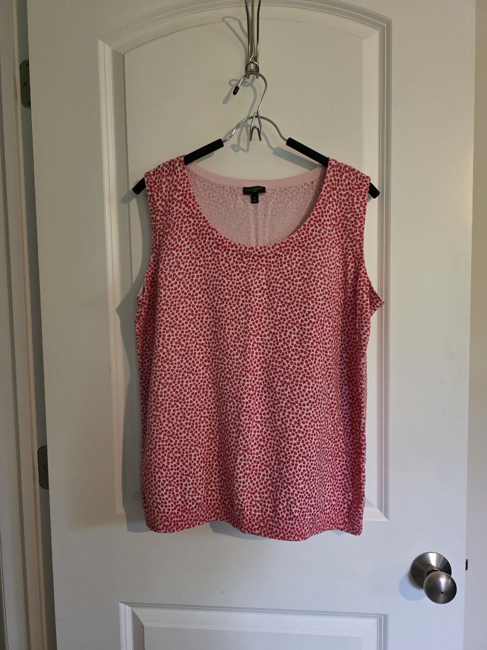 Talbots Sleeveless Pink Red Heart Dotted Shell Top NWOT